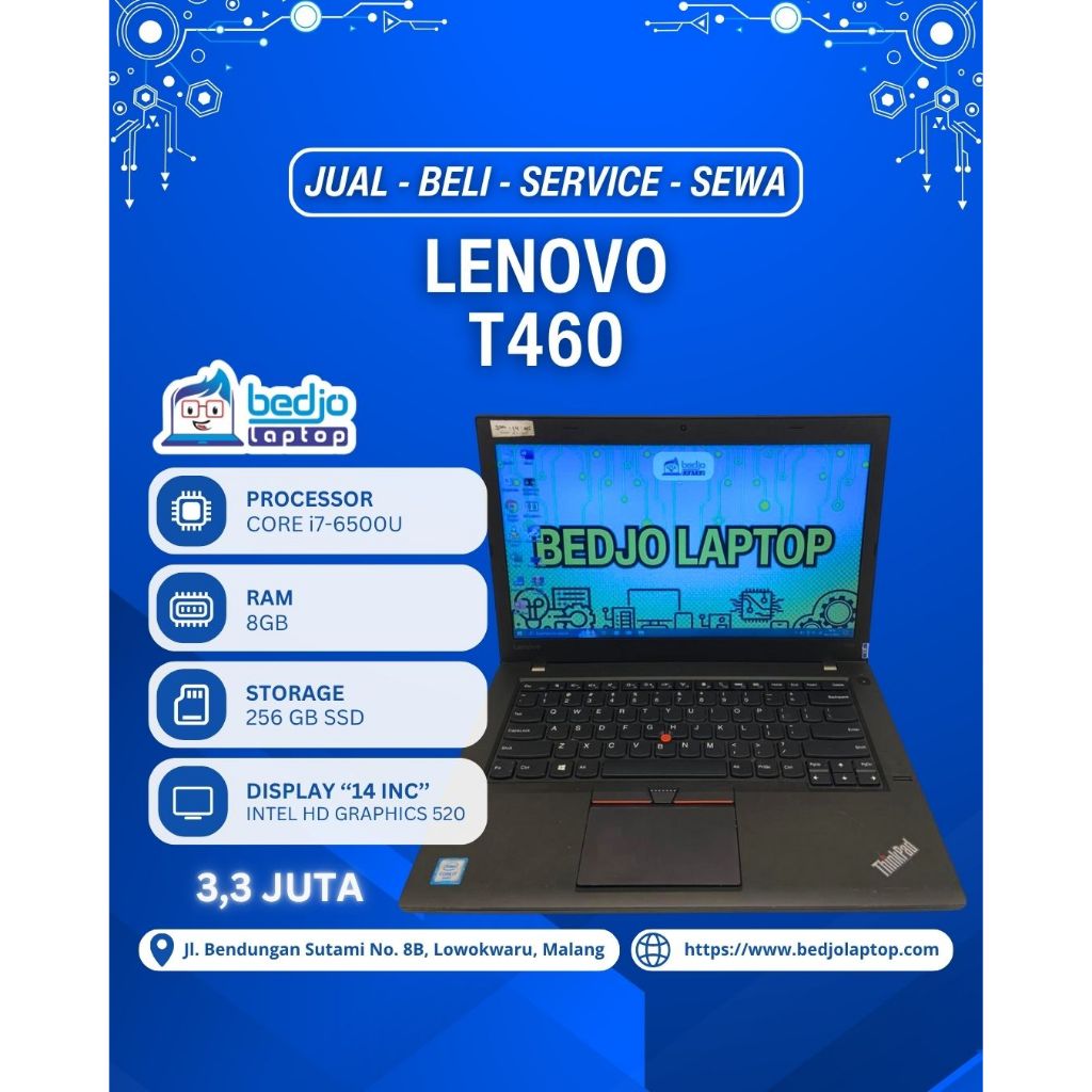 LENOVO T460 TERLIMITED, LAPTOP LENOVO Bekas Termurah,LENOVO T460 Harga 3 Jutaan RAM  8GB