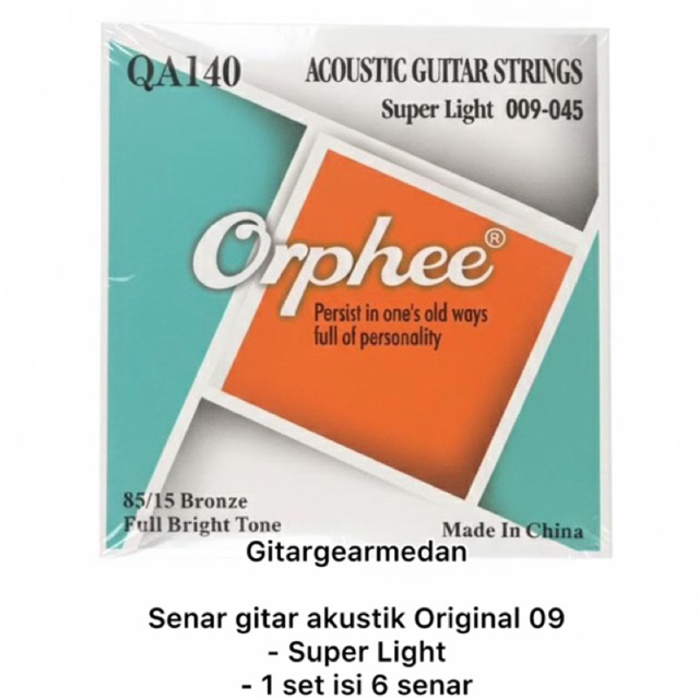 TALI SENAR GITAR AKUSTIK ORPHEE QA140 1 SET UKURAN 0 09 ORIGINAL IMPORT