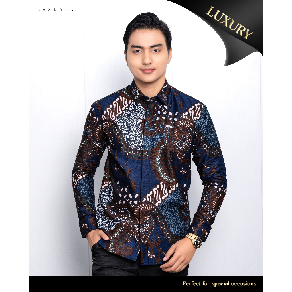 Laskala Batik Premium Elora Kemeja Batik Pria Slimfit Lengan Panjang
