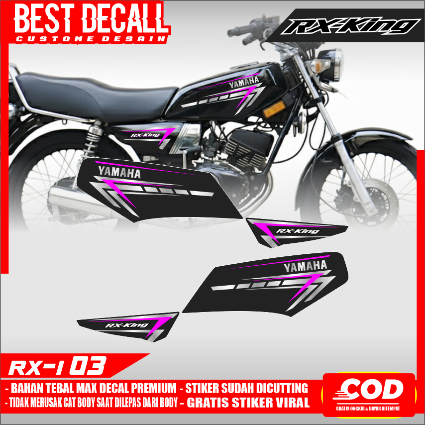 Striping Sticker Transparan UV RX-King Bahan MaxDecal Desain Minimalis Warna Pink| Merah RX-I 03