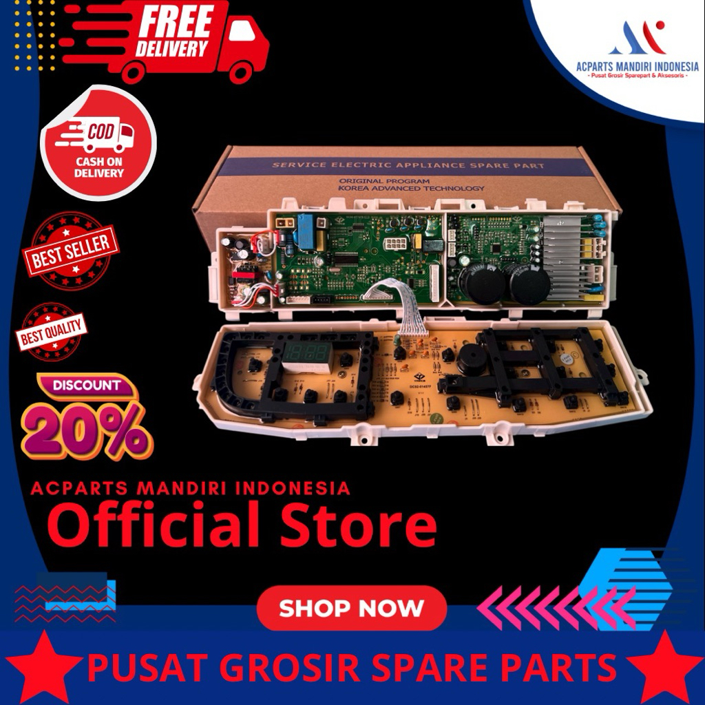 SAMSUNG inverter WA16J6750SP ( DC92-01747A ) 16.0Kg, Modul pcb control mesin cuci samsung inverter f