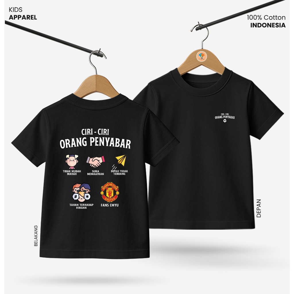 Kaos anak kata kata depan belakang motif CIRI CIRI ORANG PENYABAR
