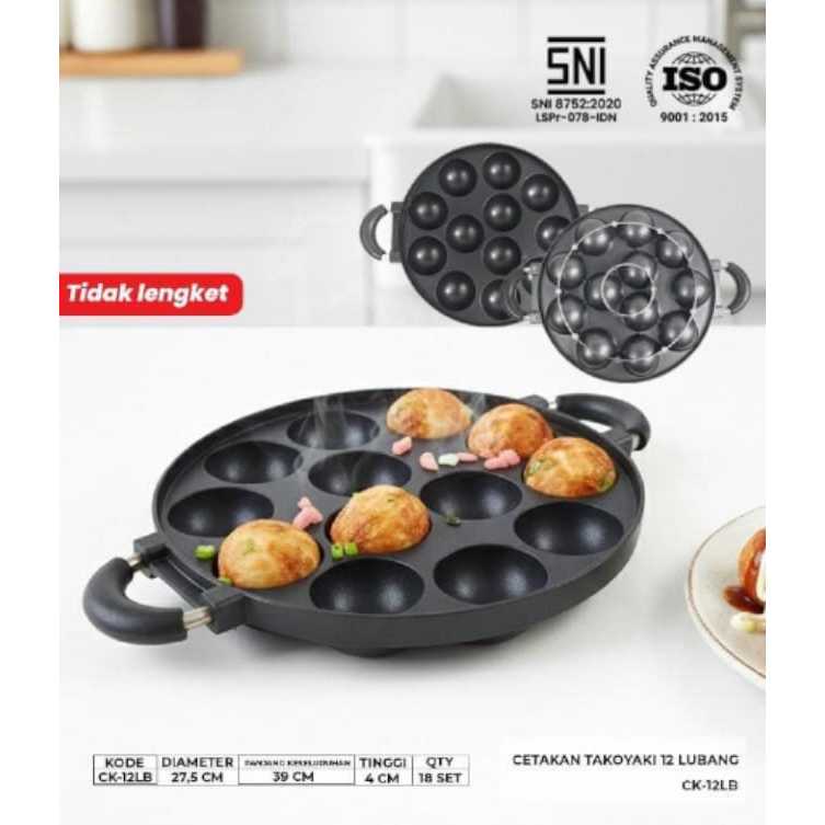 Cetakan Kue Takoyaki 12 Lubang - Cetakan Kue Lumpur