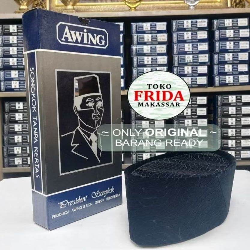 Peci Songkok Awing President LAHORE Hitam Water Proof Tinggi 8 No.7