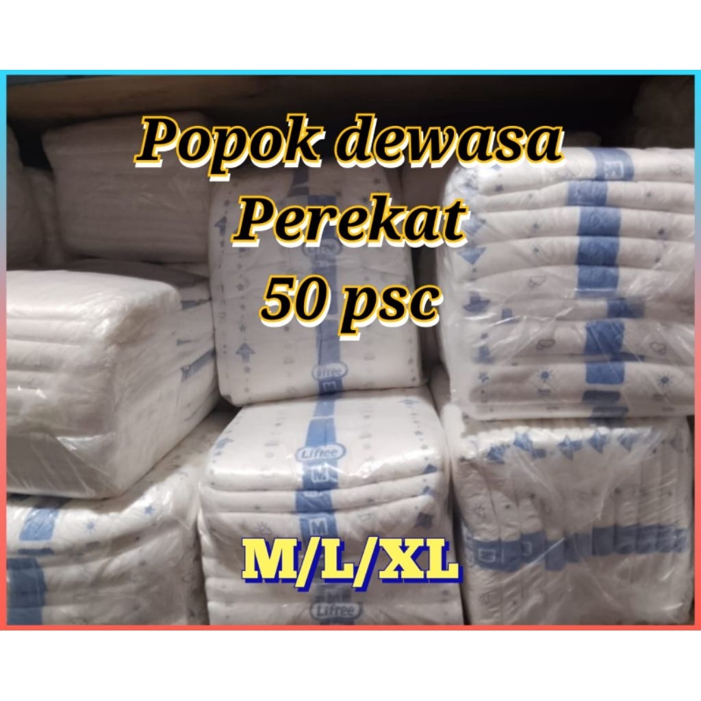 POPOK DEWASA ORANG TUA CURAH TIPE PEREKAT UKURAN M/L/XL ISI 50