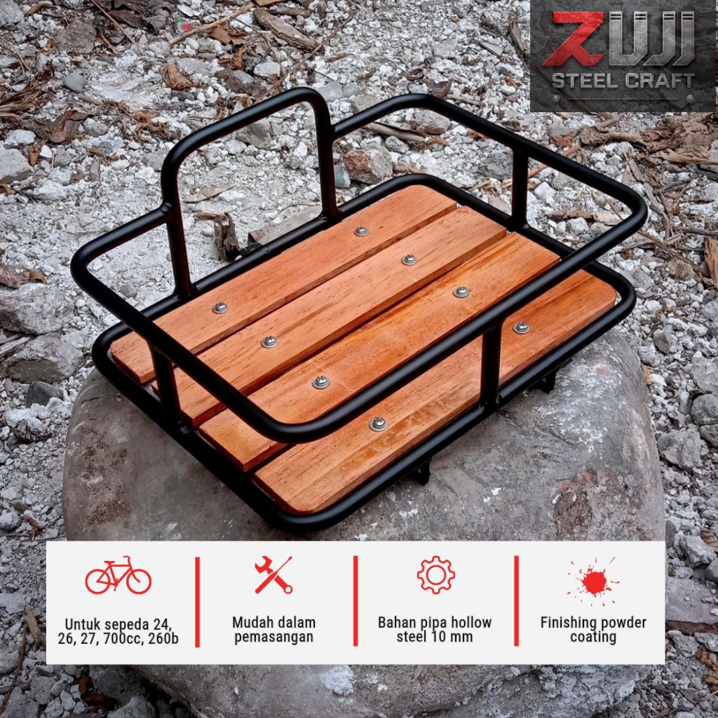 Rak Pannier Sepeda / Front Rack Keranjang Depan Kayu Klasik Universal MTB Vintage Commuter Bike Outd