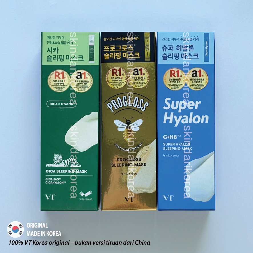 Original Cica x Hyalon x Progloss  VT Sleeping Mask asli Korea Wajah skincare