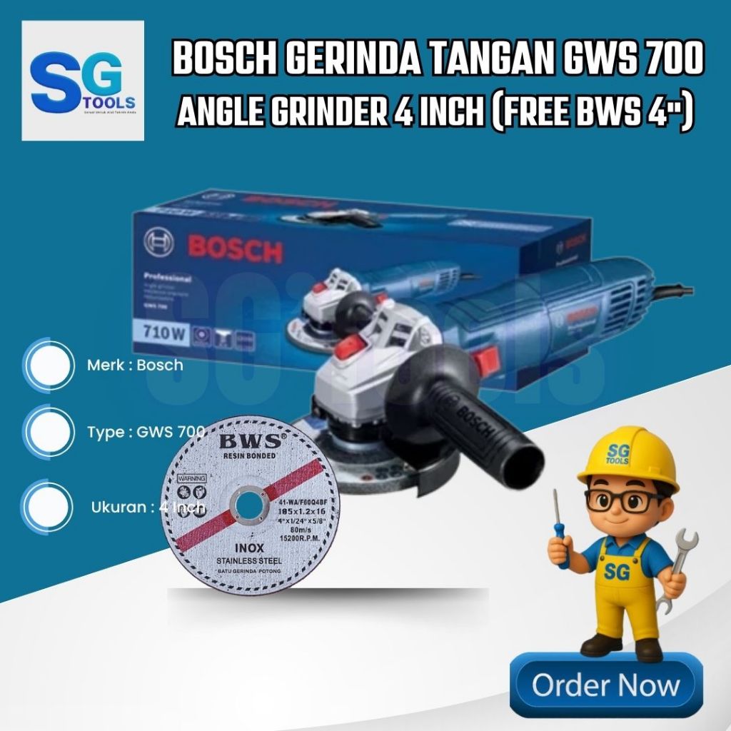 Bosch gerinda gws 700 - mesin gerinda tangan 4" gws 700 - mesin gerinda bosch original