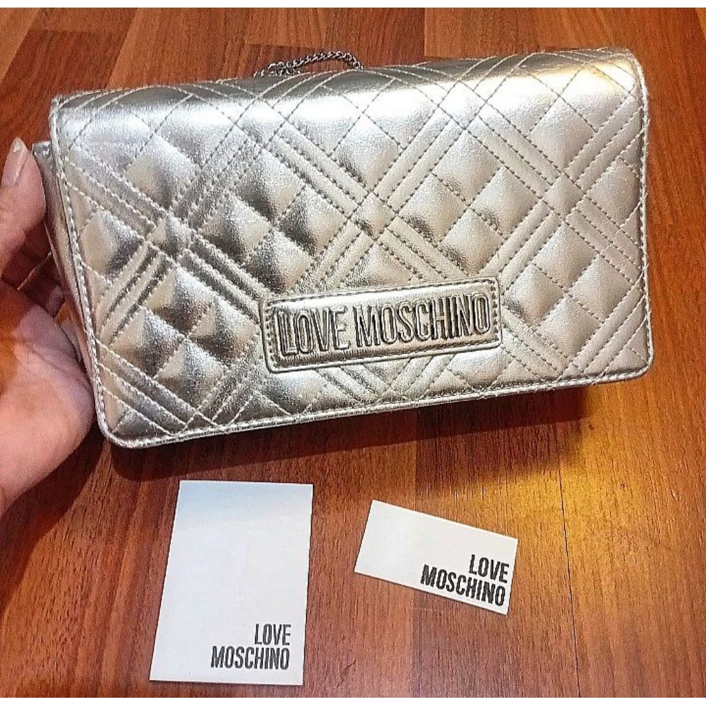 Original LoVE Moschino Shiny Quilted Crossbody bag