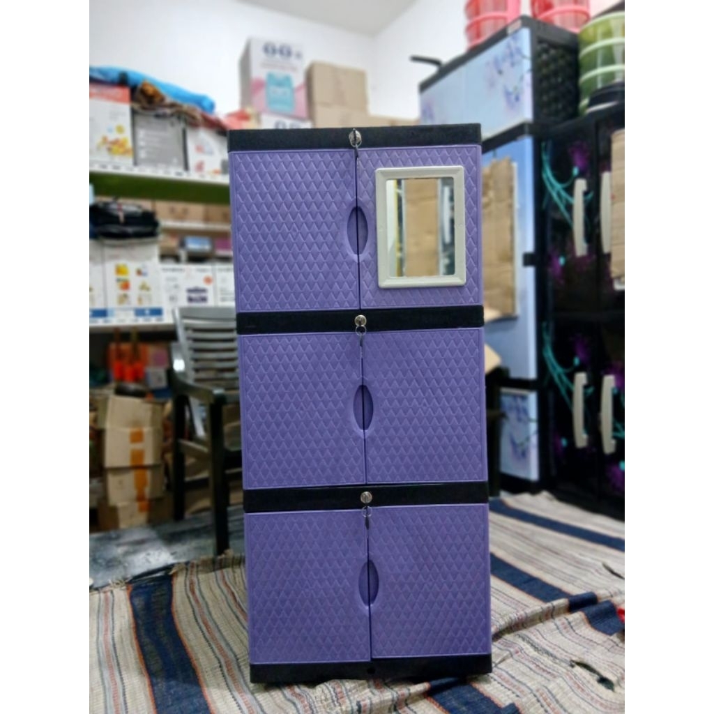 LEMARI  PLASTIK DIAMOND 3 SUSUN FULL KUNCI+KACA/PXTON/3 SUSUN/4 SUSUN/LEMARI PLASTIK/