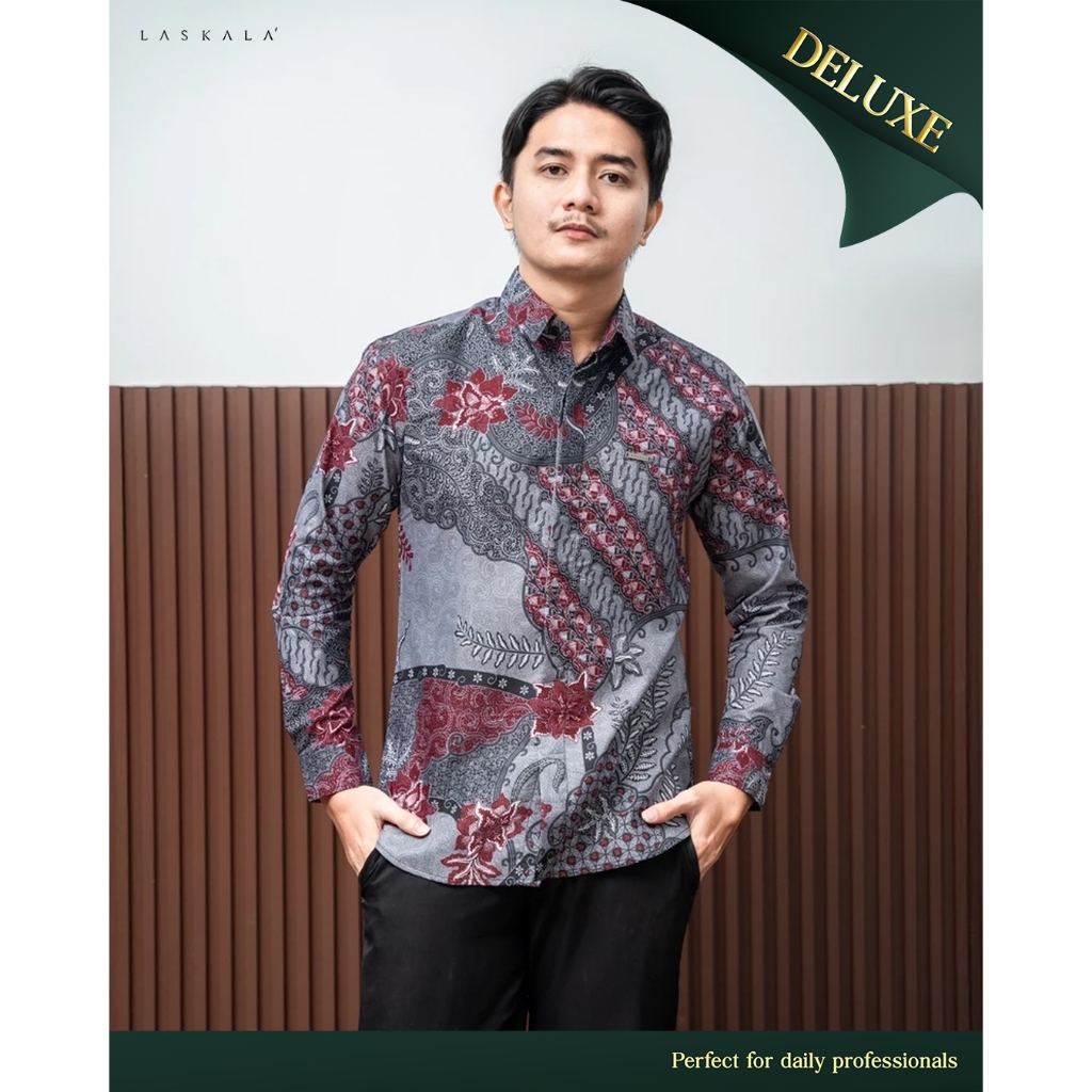 Laskala Batik Premium Darsa Kemeja Batik Pria Slimfit Lengan Panjang