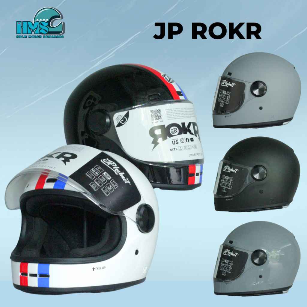 HELM JP ROKR RETRO JPX HELMET FULL FACE VESPA CLASSIC / SUNMORI UNISEX KEREN ORIGINAL SNI & DOT