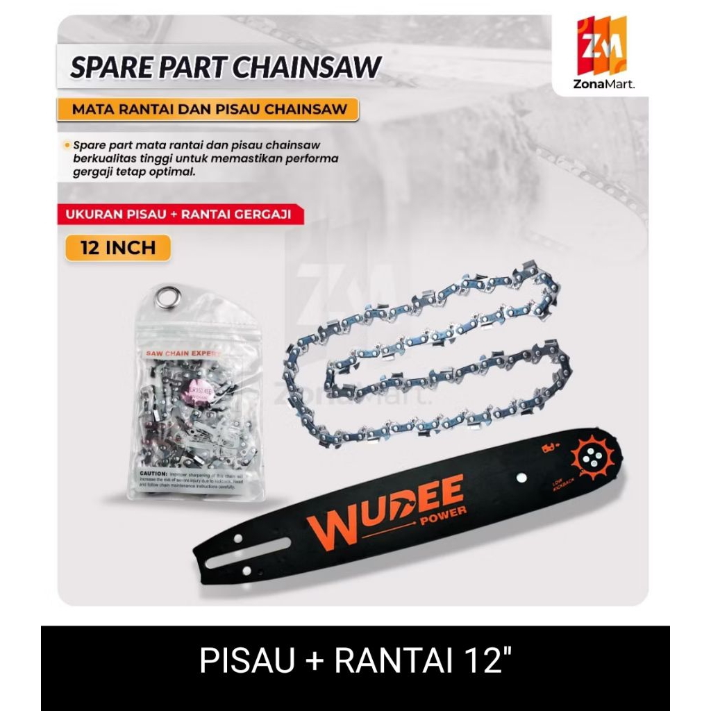 bar+rantai chainsaw gerinda/top handle 12inch 1set