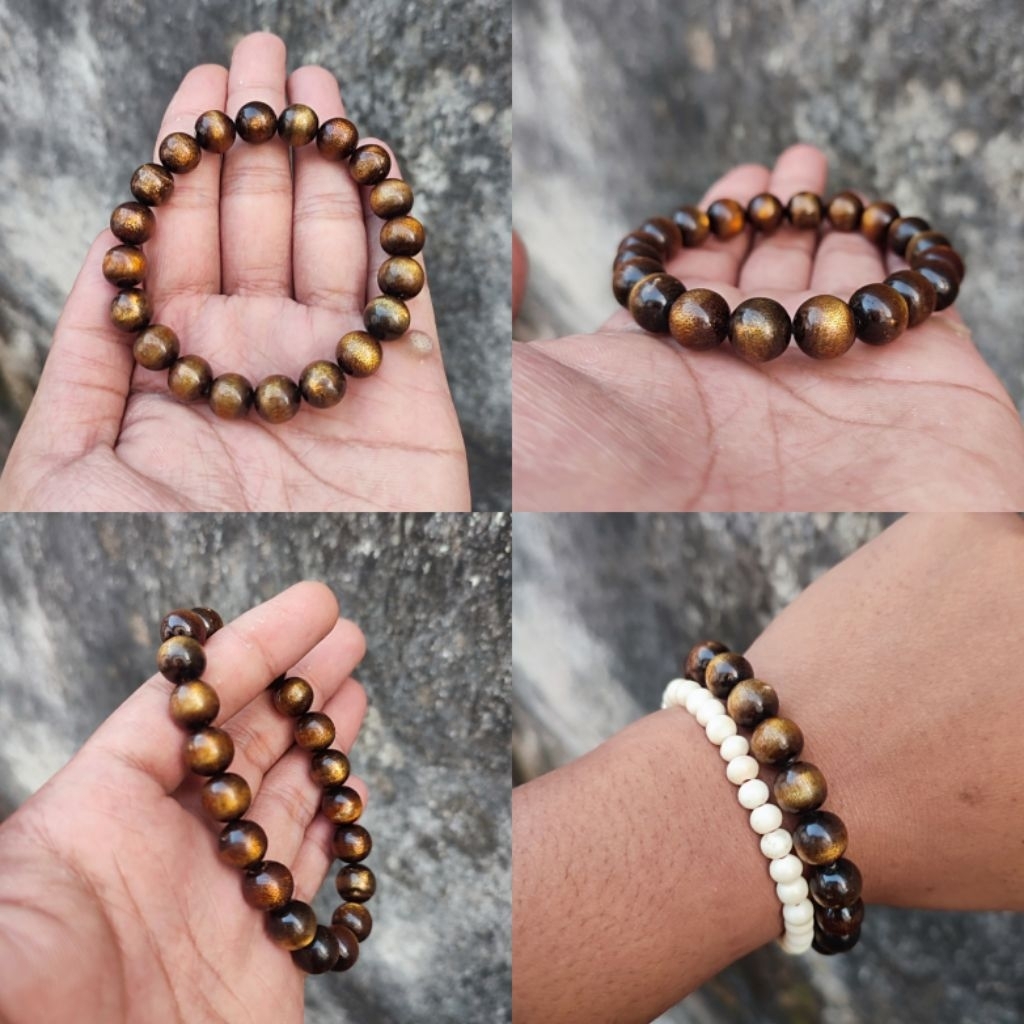 Gelang Akar Bahar Tali Arus Kuning Emas Diameter 8mm Asli Berkualitas / Akar Bahar Asli