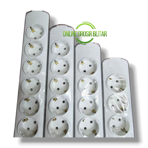 Broco Stop Kontak 3 4 5 6 Lubang Miring (NCP) Lampu Indicator Outbow Dinding Tempel Slanting Oval