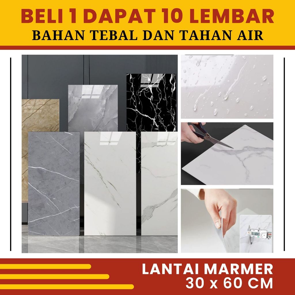 Marmer Stiker Lantai Vinyl Aluminium Marble Wallpaper Dinding Marmer Tempel Premium PVC Tahan Air