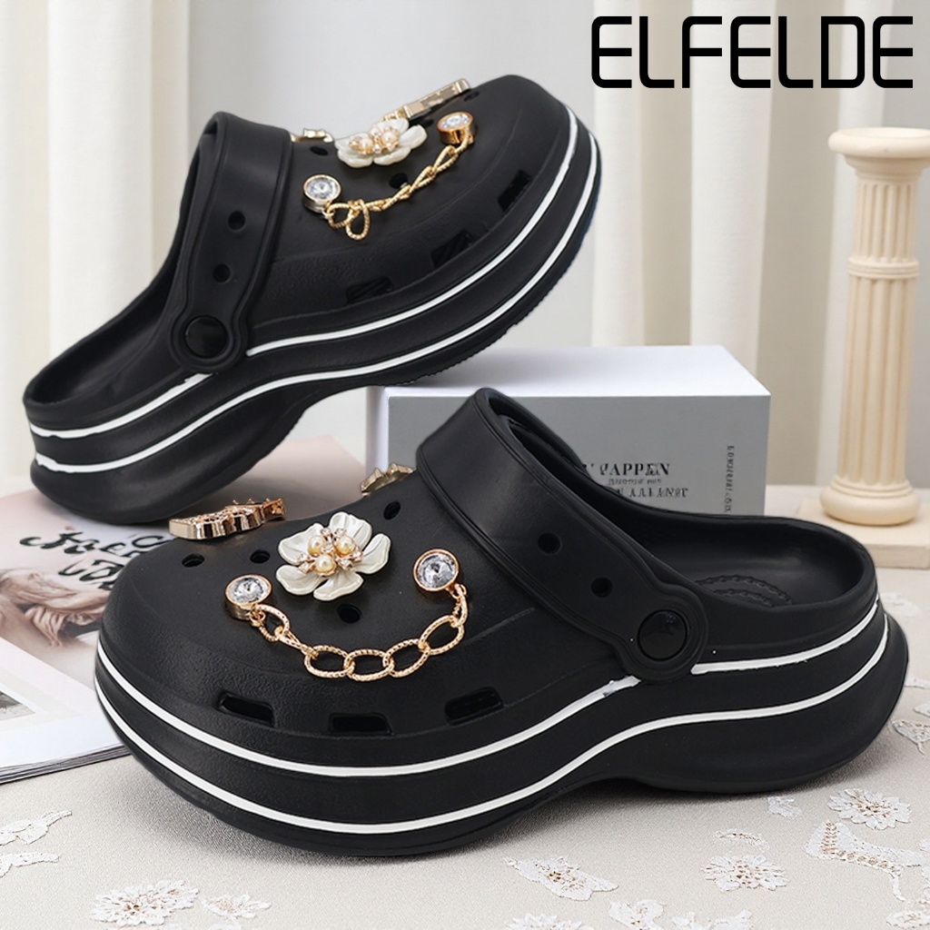 ELFELDE Sandal Baim Wanita Kekinian Wedges Sandal Sepatu Wanita Korea Sandal Kodok Wanita Jelly