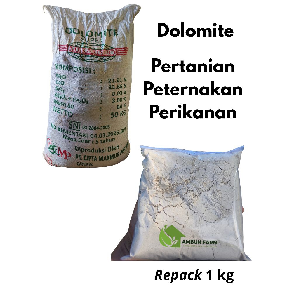 Kapur Dolomit 1 KG Kapur pertanian peternakan dan perikanan