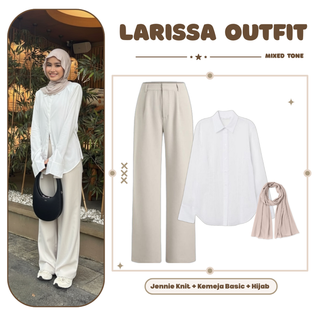 One Set Wanita Hijab| Kemeja Wanita + Loose Pants + Hijab Pashmina | OOTD Hijab Casual AT003