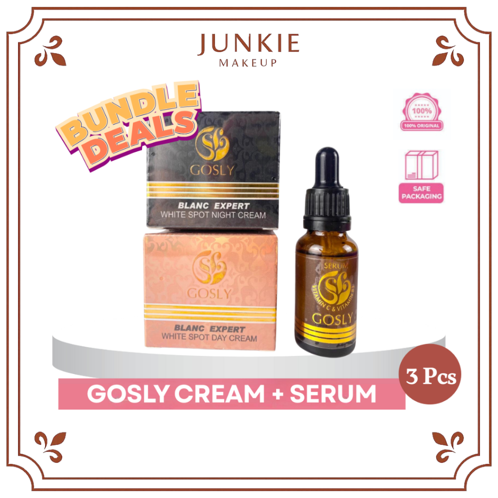 Paket Bundling 3 Pcs Gosly Cream Day & Night + Serum - Gosly Paket Skincare Mencerahkan - JUNKIE MAK