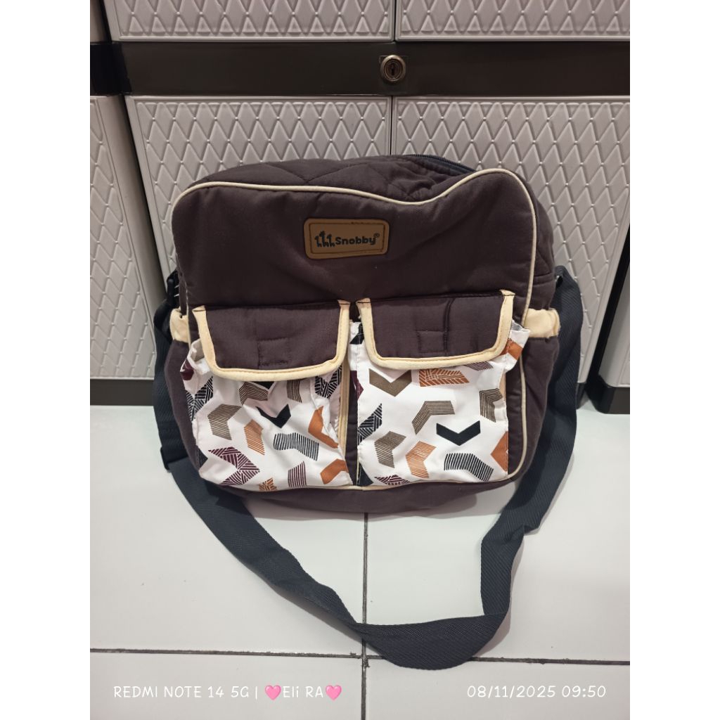 Snobby Tas Bayi Medium Artsy Series Double Saku Print TPT5872 warna ABU PRELOVED