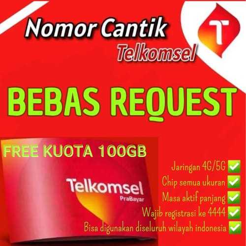 PROMO KARTU PERDANA KUOTA UTAMA 100GB No Cantik Telkomsel BEBAS REQUEST