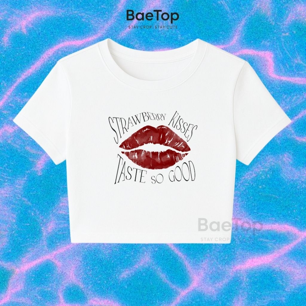 CROP TOP STRAWBERRY KISSES TASTED SO GOOD | CROPTOP | CROP TOP HITAM | CROP TOP PUTIH | CROP Y2K | B