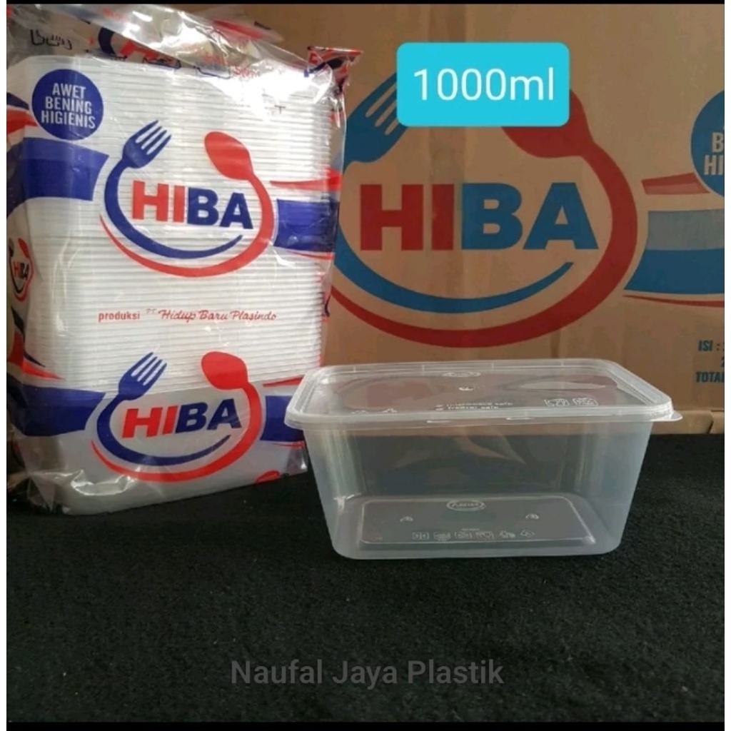 HIBA Thinwall Rectangle 1000ml | Kotak Makan Plastik Persegi Panjang
