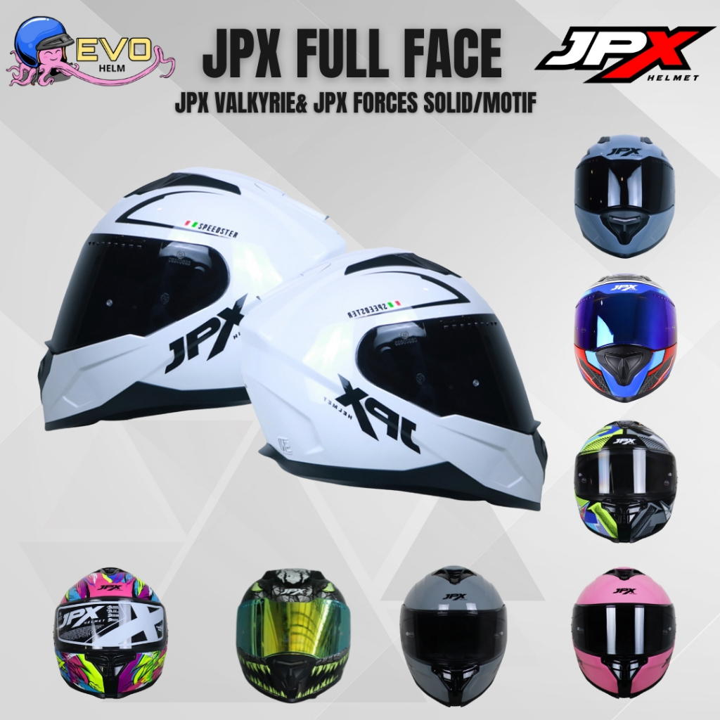 HELM JPX FULL FACE - JPX VALKYRIE & JPX FORCES SOLID / MOTIF TERLARIS ORIGINAL, JPX HELMET OFFICIAL