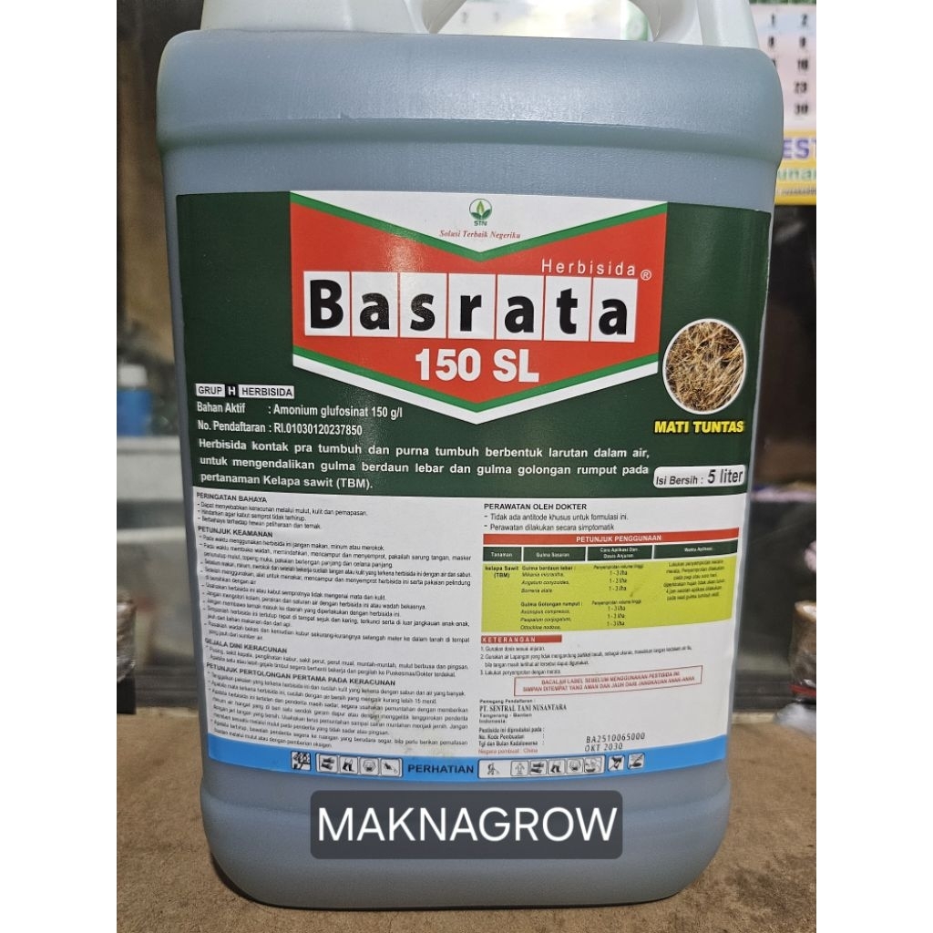 Racun rumput HERBISIDA amonium glufosinat BASRATA 150SL 5 liter (BASTA 150 SL)