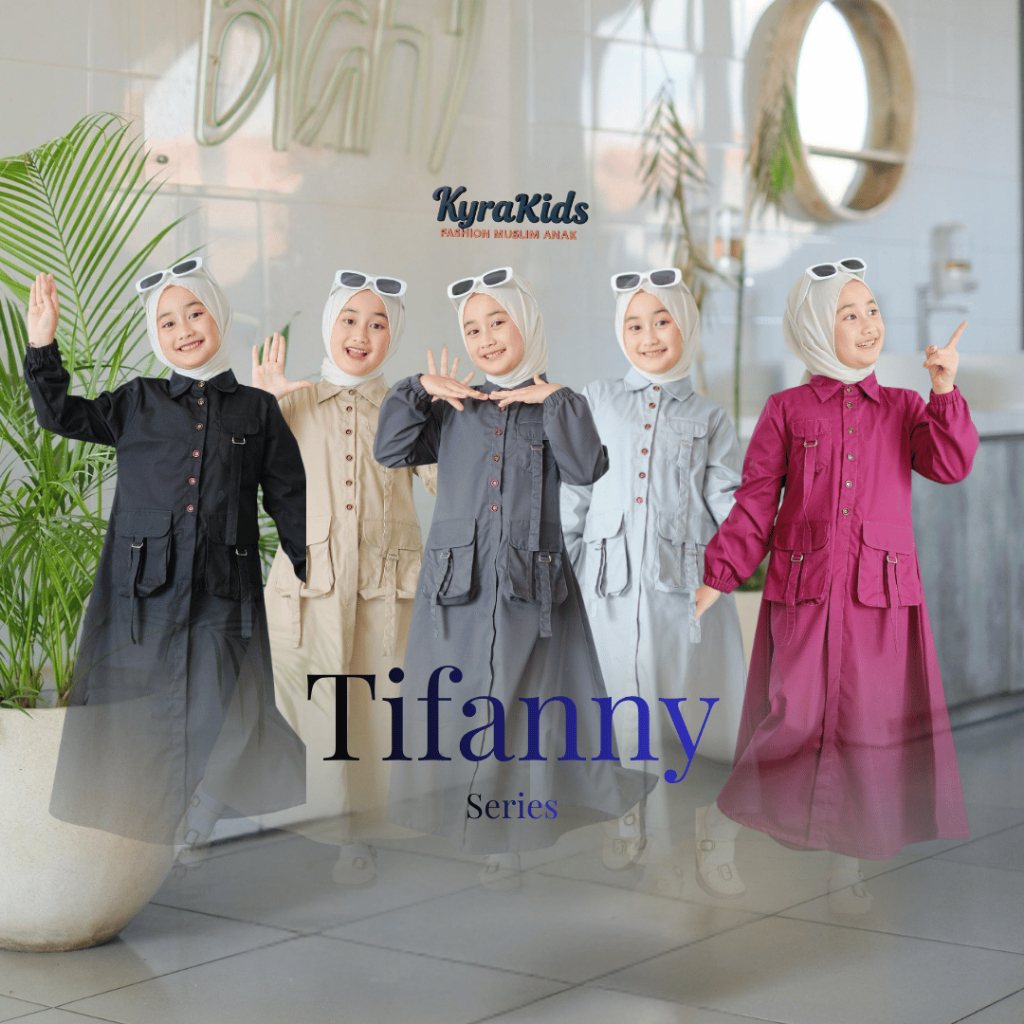 Naraya Kids– Tifanny Series | Gamis Anak Prempuan Syar’i 4-12 Tahun set Pashmina Instan Bahan Poplin
