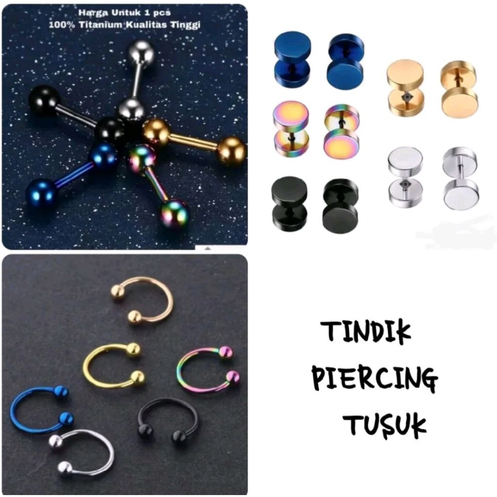 Anting tindik titanium model roda/anting rossi/anting barbel/anting tusuk/anting bulat/anting model 