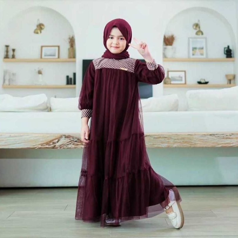 Baju gamis anak damara kids terbaru dan kekinian tampa hijap/pashmina usia 2-10 tahun bahan shakila 