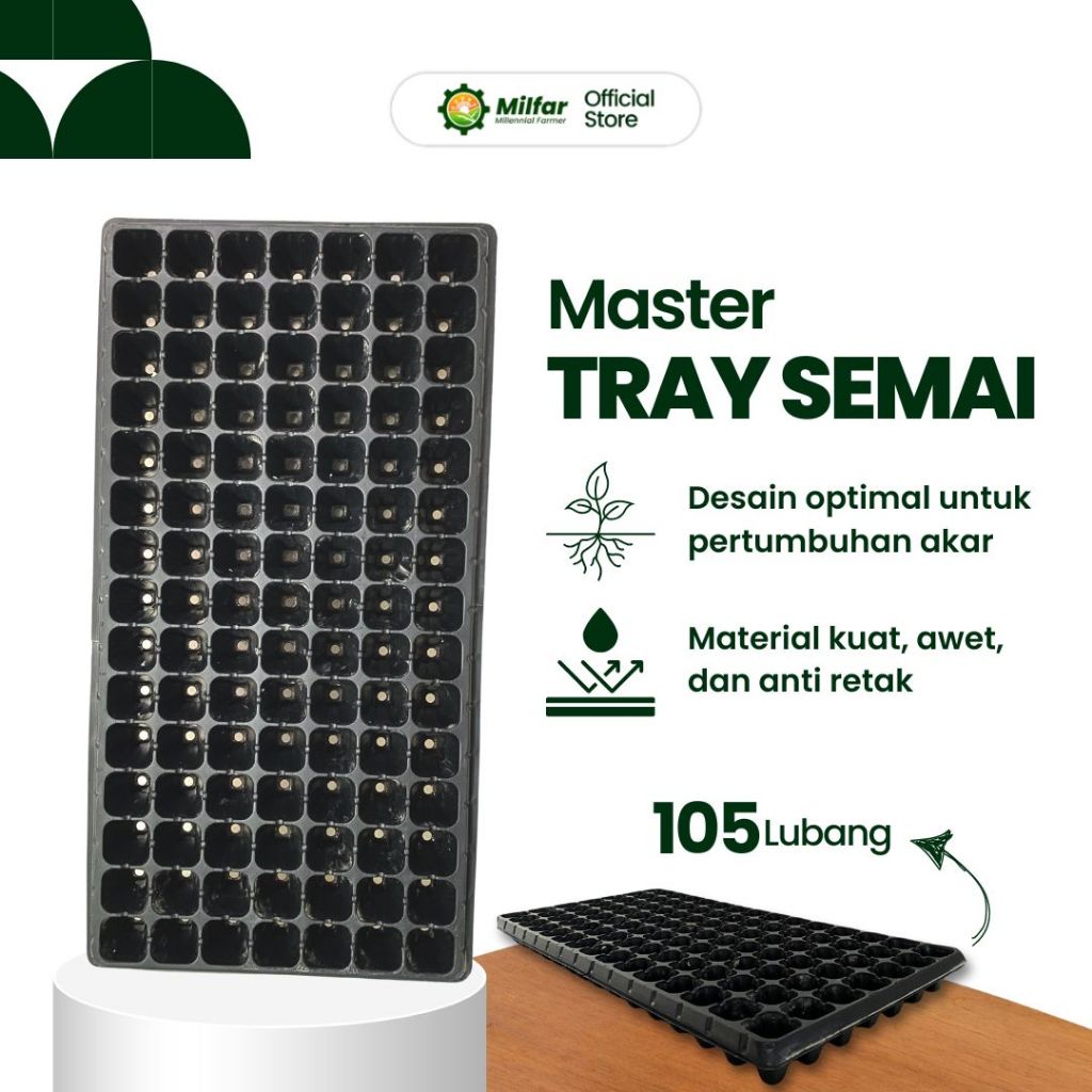Tray Semai 105 Lubang Tebal Anti Retak - Master Tray Semai MILFAR.ID - Alat Semai Benih Tahan Lama