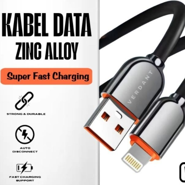 KABEL DATA USB LIGHTNING/IOS VUL-03 CABLE 3A QC3.0 SUPER FAST CHARGING 120W BY VERDANT