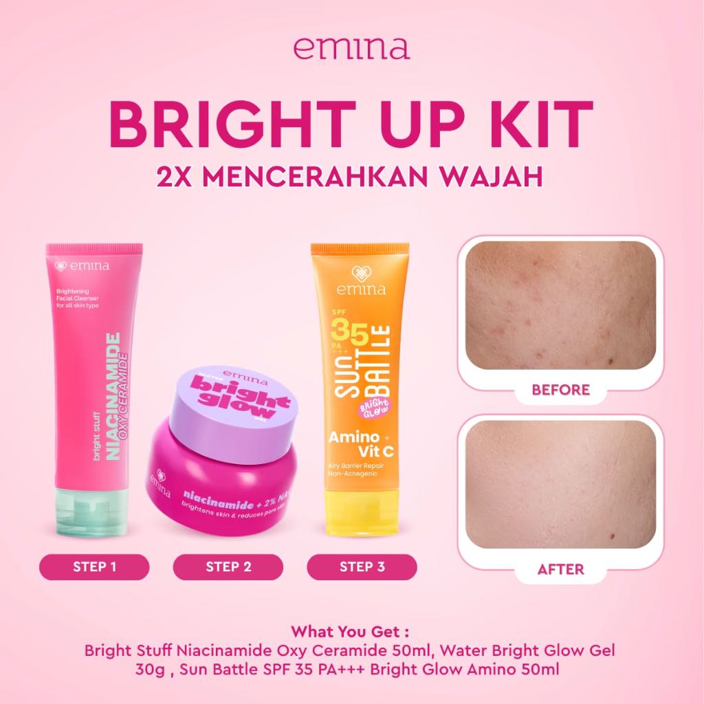 PHINKL EMINA 3in1 Paket Skincare Acne Prone Skin, Normal Skin, Sensitif Skin Skincare untuk Remaja P