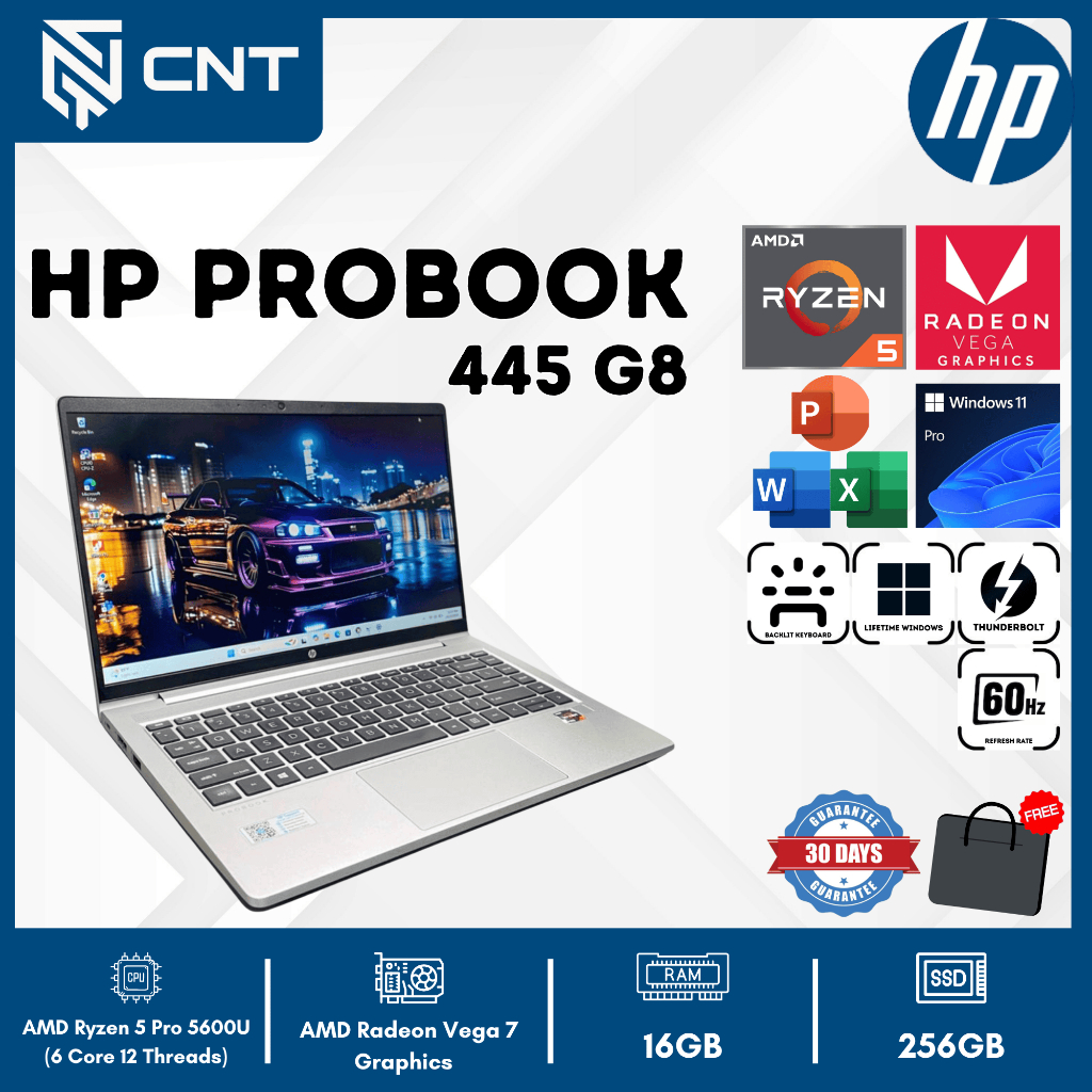 Laptop HP ProBook 445 G8 AMD RYZEN 5 5600U (16/256GB) Radeon Graphics Laptop Kerja Profesional