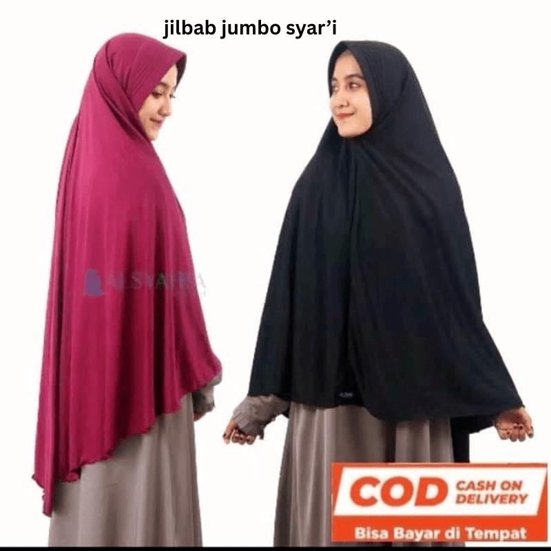 jilbab jumbo syar'i- Jilbab syari jersey XL - hijab syari - khimar  jersey - JUMBO POLOS XL