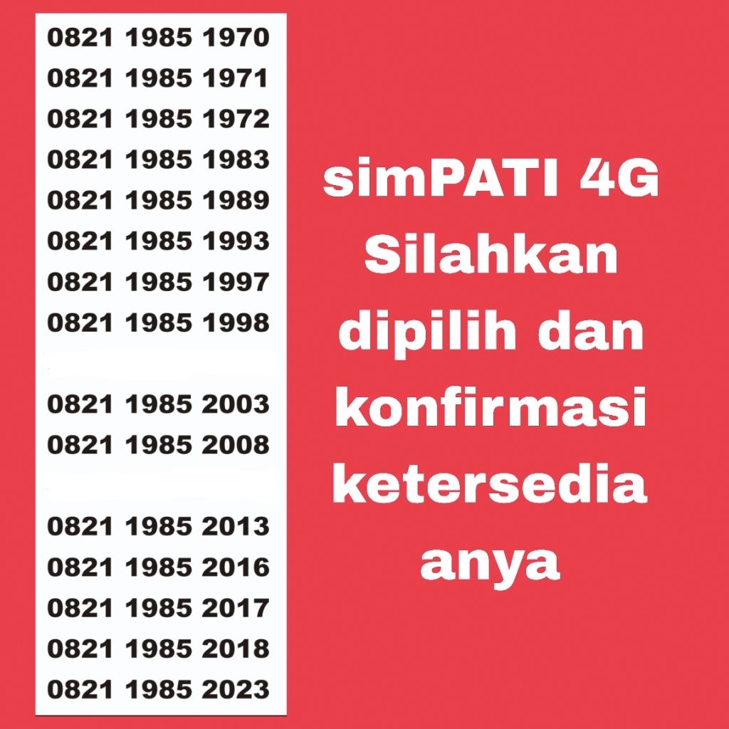 NOMOR CANTIK SIMPATI DOUBLE TAHUN 1985 1985 chip support sinyal 5G
