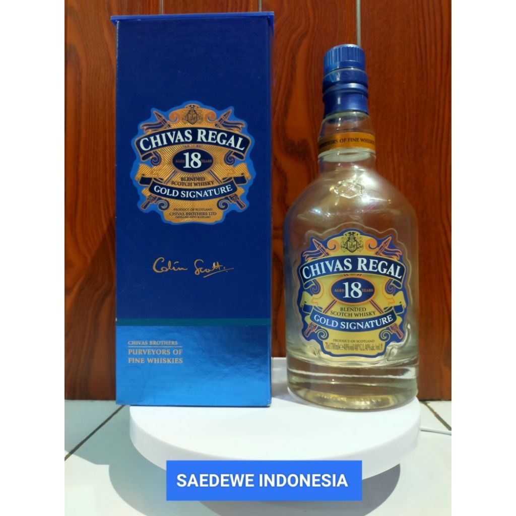 PROMO LIMITED EDITION BOTOL KOSONG CHIVAS REGAL 18 GOLD SIGNATURE BEKAS MINUMAN IMPORT ORI KAPASITAS