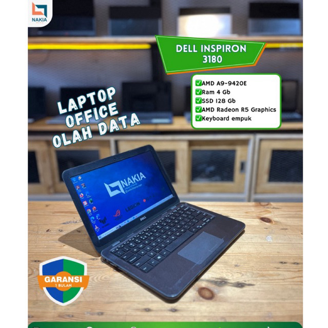 DELL INSPIRON 3180 AMD A9-9420E Ram 4 Gb  SSD 128 Gb AMD Radeon R5 Graphics Keyboard empuk