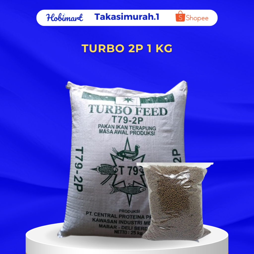 Turbo 2P 1 KG - Pakan Pelet Ikan Turbo Feed T79-2P (2mm) Repack