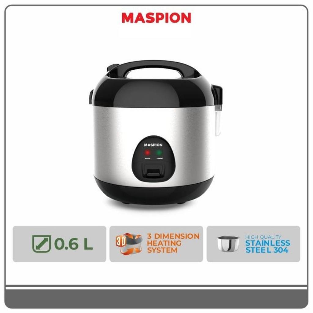Rice Cooker Maspion 0.6 Liter Kapasitas Kecil untuk Masak Nasi 1-3 Porsi dengan Panci Stainless Magi