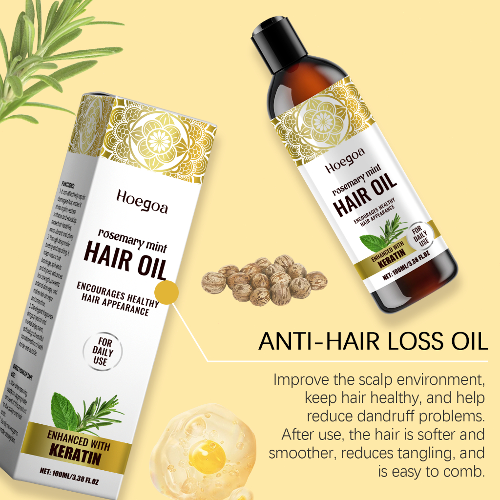 Hoegoa Rosemary oil rambut peppermint 100ml Hair oil Minyak rambut Keratin hair treatment Smoothing 
