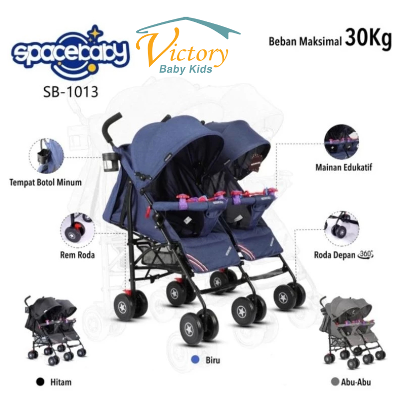 Spacebaby Stroller Bayi Kembar SB-1013 Kereta Dorong Bayi Baby Stroller Twin