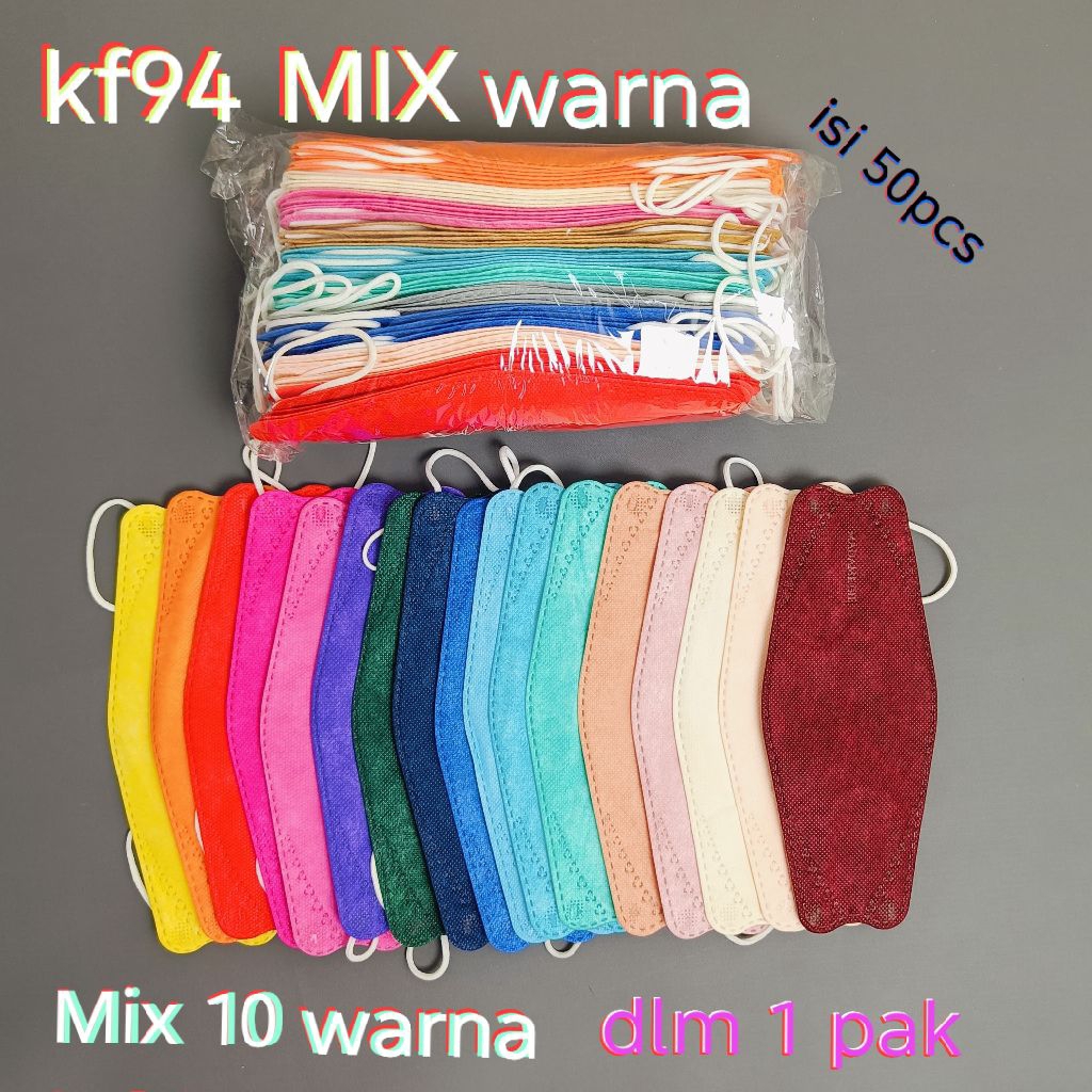 MASKER KF94 MIX WARNA ISI 50pcs (non box) korea stile