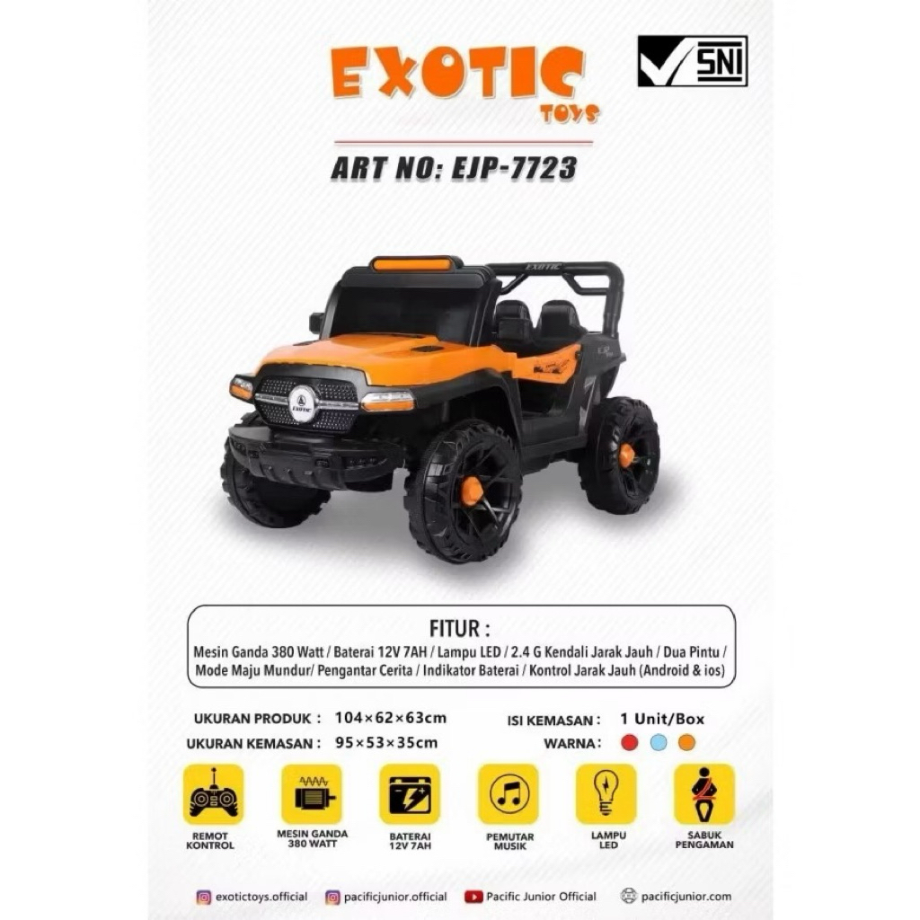 Mainan Anak mobil Aki Exotic Jeep EJP 7723 remote Kontrol