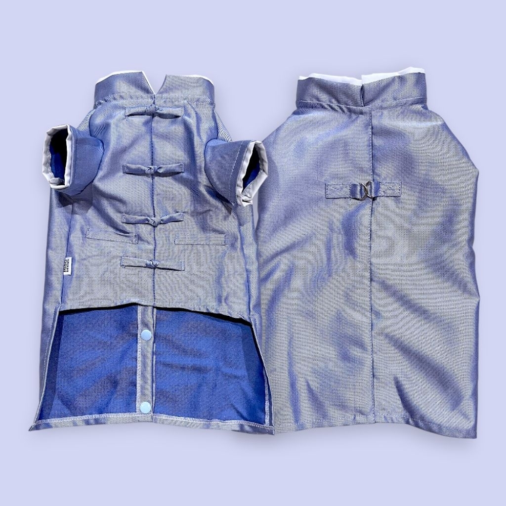 Migo Design CNY26 Baju Jas Cheongsam Shinning Kilap Imlek Semiwool Biru Kucing/Anjing Congsam Kemeja