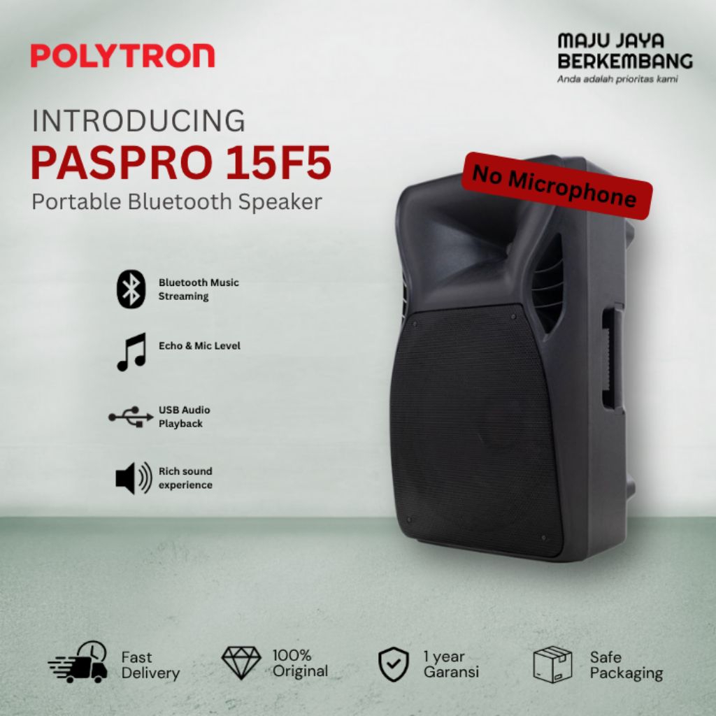 POLYTRON PASPRO 15F5  / PASPRO15F5 SPEAKER PORTABLE TANPA MIC