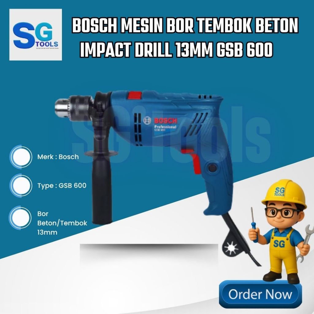 Bosch Mesin Bor Listrik Impact Drill 13mm GSB 600 Bosch -Bosch GSB 600 Mesin Bor Tembok 13 MM Impact